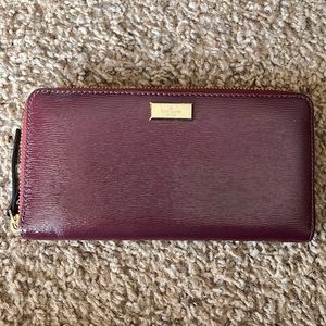 Kate Spade Berry Colored Zip Around Large Wallet